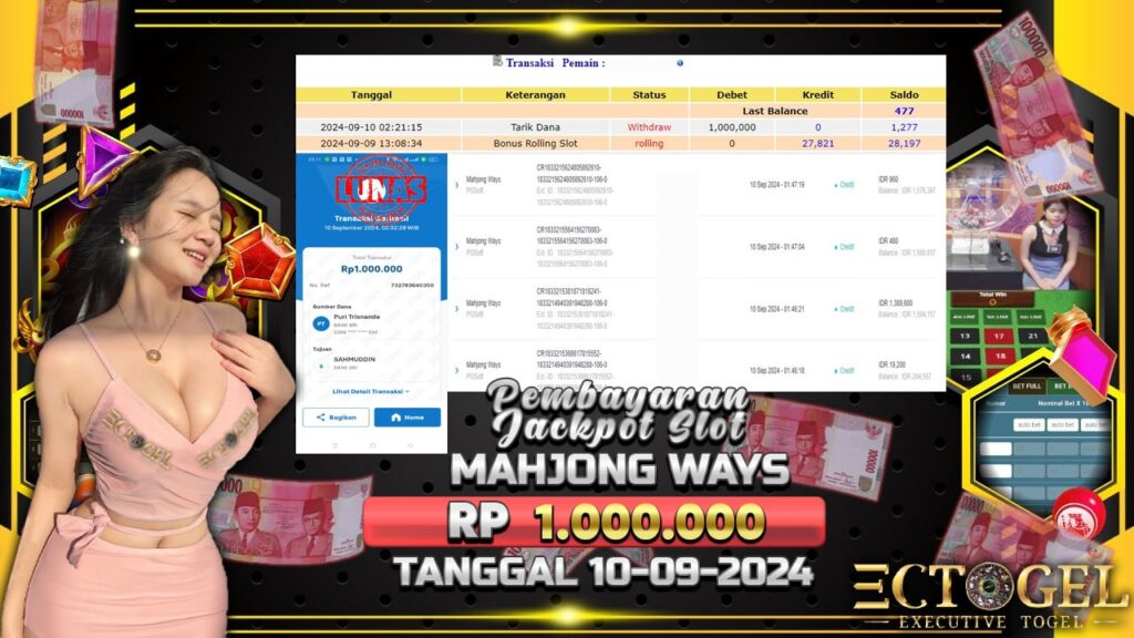 BUKTI JACKPOT SLOT MAHJONG WAYS TERPERCAYA DI INDONESIA TGL 10-09-2024