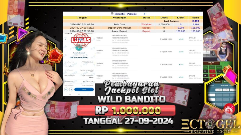 BUKTI JACKPOT SLOT WILD BANDITO TERPERCAYA DI INDONESIA TGL 27-09-2024