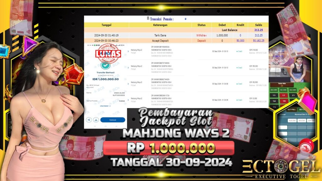 BUKTI JACKPOT SLOT MAHJONG WAYS 2 TERPERCAYA DI INDONESIA TGL 30-09-2024