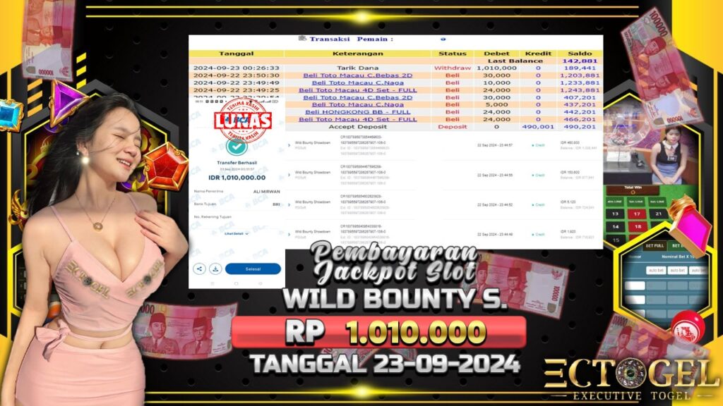 BUKTI JACKPOT SLOT WILD BOUNTY SHOWDOWN TERPERCAYA DI INDONESIA TGL 23-09-2024