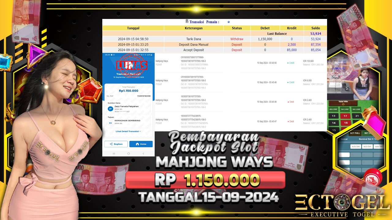 BUKTI JACKPOT SLOT MAHJONG WAYS TERPERCAYA DI INDONESIA TGL 15-09-2024