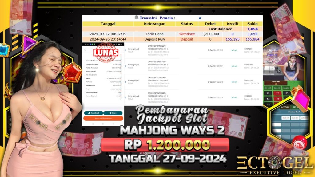 BUKTI JACKPOT SLOT MAHJONG WAYS 2 TERPERCAYA DI INDONESIA TGL 27-09-2024