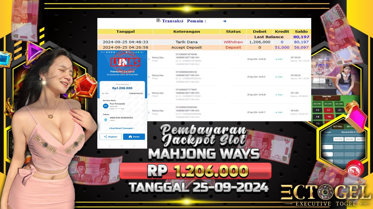 BUKTI JACKPOT SLOT MAHJONG WAYS TERPERCAYA DI INDONESIA TGL 25-09-2024