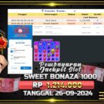 BUKTI JACKPOT SLOT SWEET BONANZA 1000 TERPERCAYA DI INDONESIA TGL 26-09-2024