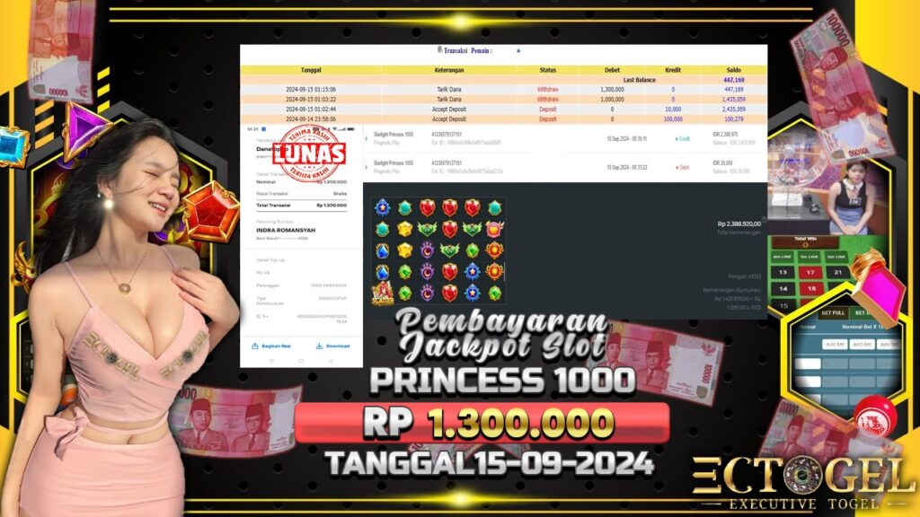 BUKTI JACKPOT SLOT STARLIGHT PRINCESS 1000 TERPERCAYA DI INDONESIA TGL 15-09-2024