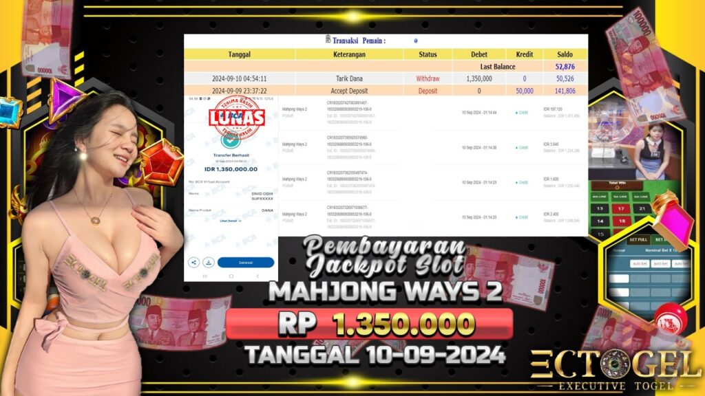 BUKTI JACKPOT SLOT MAHJONG WAYS 2 TERPERCAYA DI INDONESIA TGL 10-09-2024