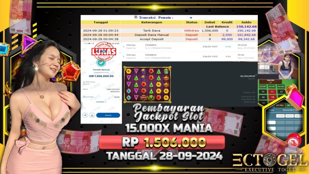 BUKTI JACKPOT SLOT 15.000X MANIA TERPERCAYA DI INDONESIA TGL 28-09-2024