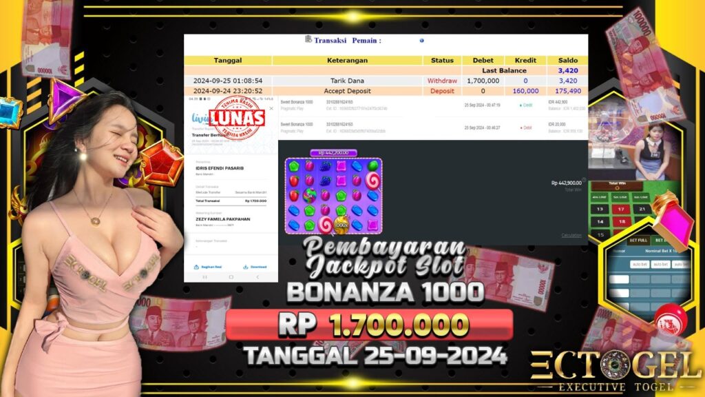 BUKTI JACKPOT SLOT SWEET BONANZA 1000 TERPERCAYA DI INDONESIA TGL 25-09-2024