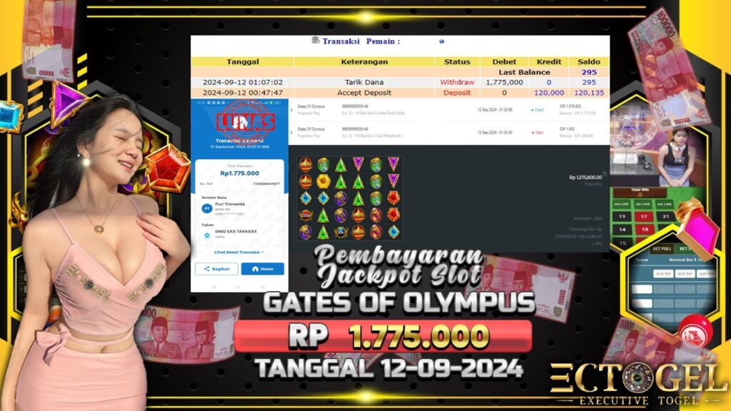 BUKTI JACKPOT SLOT GATES OF OLYMPUS TERPERCAYA DI INDONESIA TGL 12-09-2024