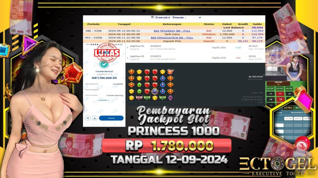 BUKTI JACKPOT SLOT STARLIGHT PRINCESS 1000 TERPERCAYA DI INDONESIA TGL 12-09-2024