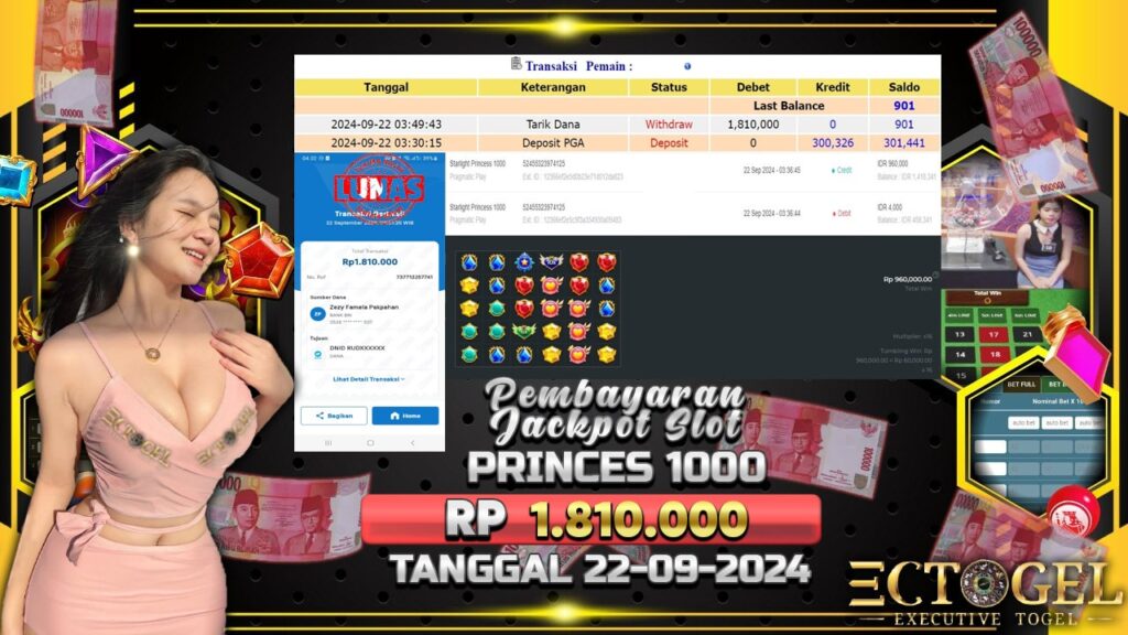 BUKTI JACKPOT SLOT STARLIGHT PRINCESS 1000 TERPERCAYA DI INDONESIA TGL 22-09-2024