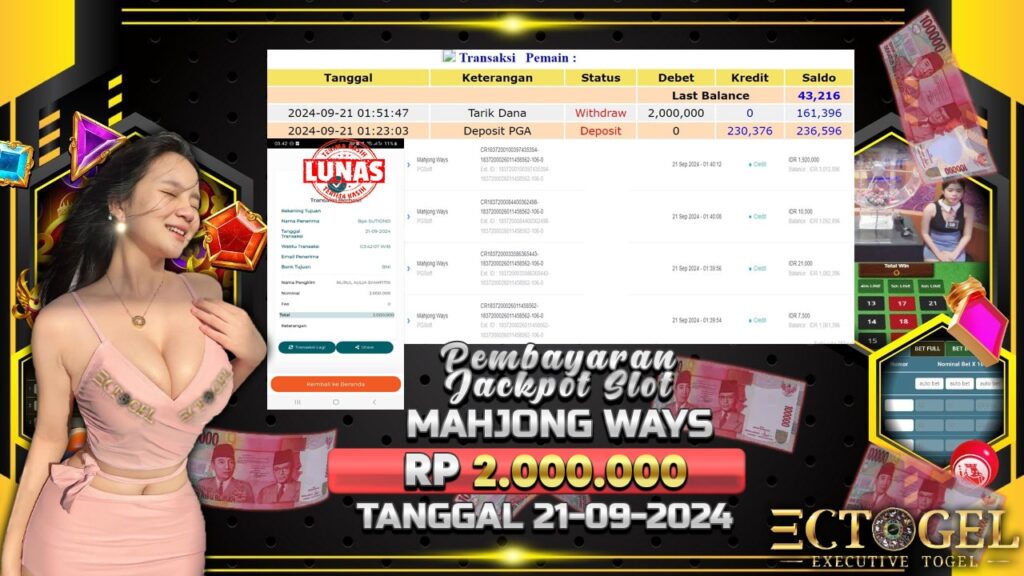 BUKTI JACKPOT SLOT MAHJONG WAYS TERPERCAYA DI INDONESIA TGL 21-09-2024