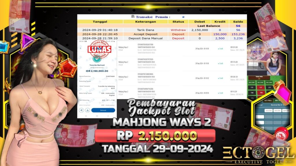 BUKTI JACKPOT SLOT MAHJONG WAYS 2 TERPERCAYA DI INDONESIA TGL 29-09-2024