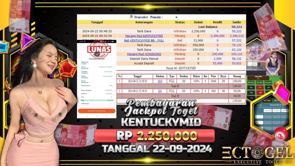 BUKTI JACKPOT TOGEL KENTUCKYMID TERPERCAYA DI INDONESIA TGL 22-09-2024