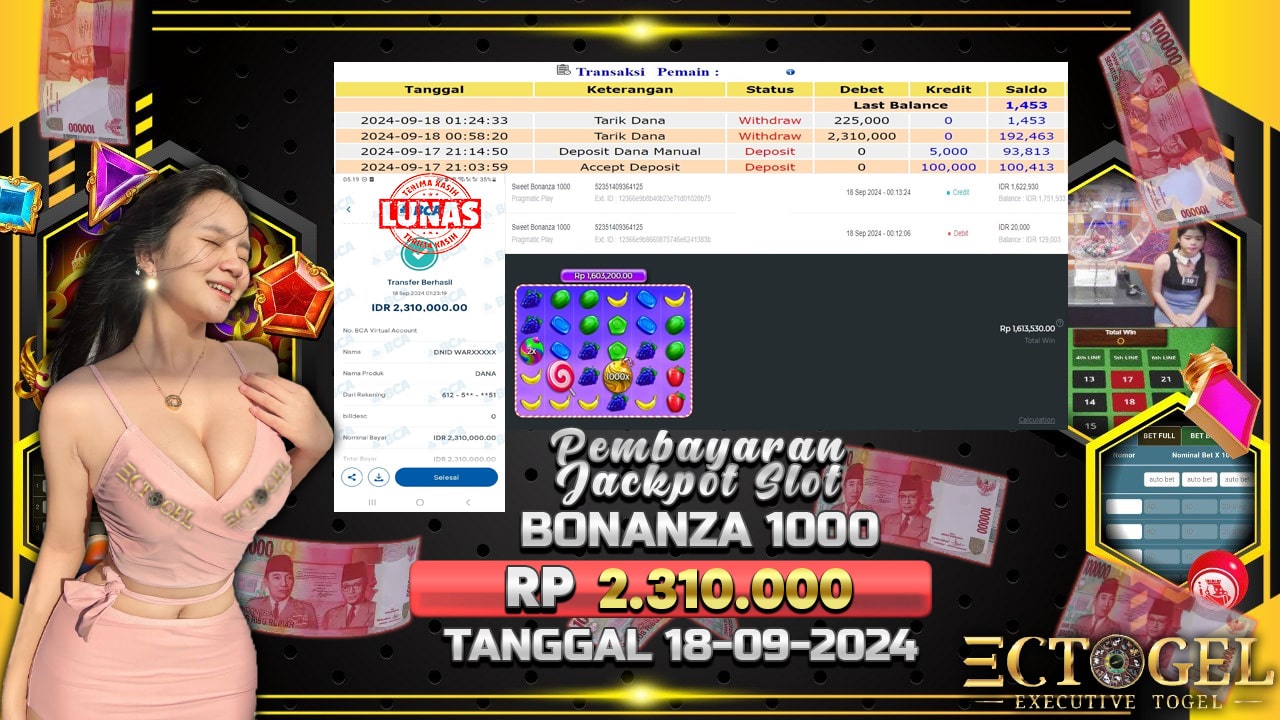 BUKTI JACKPOT SLOT SWEET BONANZA 1000 TERPERCAYA DI INDONESIA TGL 18-09-2024