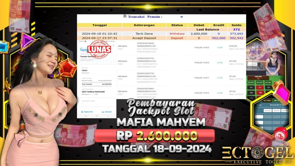 BUKTI JACKPOT SLOT MAFIA MAYHEM TERPERCAYA DI INDONESIA TGL 18-09-2024