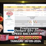 BUKTI JACKPOT SPEED BACCARAT A TERPERCAYA DI INDONESIA TGL 26-09-2024