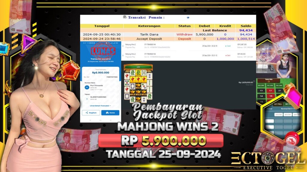 BUKTI JACKPOT SLOT MAHJONG WINS 2 TERPERCAYA DI INDONESIA TGL 25-09-2024