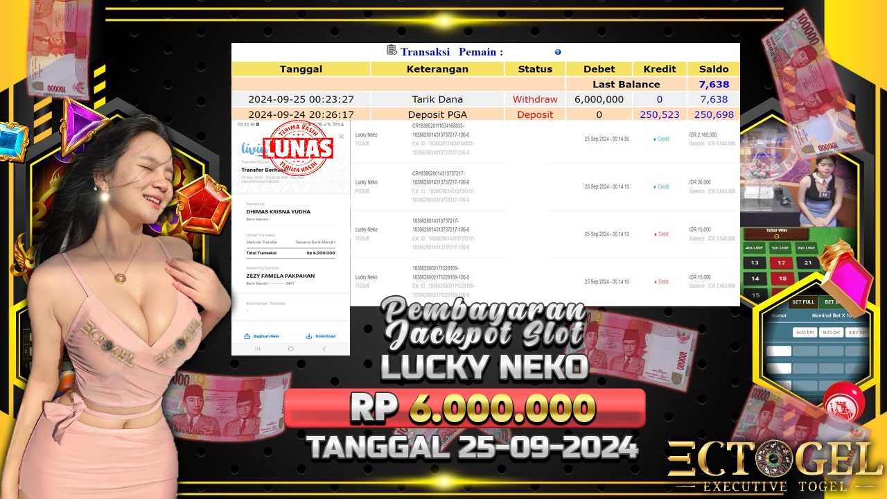 BUKTI JACKPOT SLOT LUCKY NEKO TERPERCAYA DI INDONESIA TGL 25-09-2024