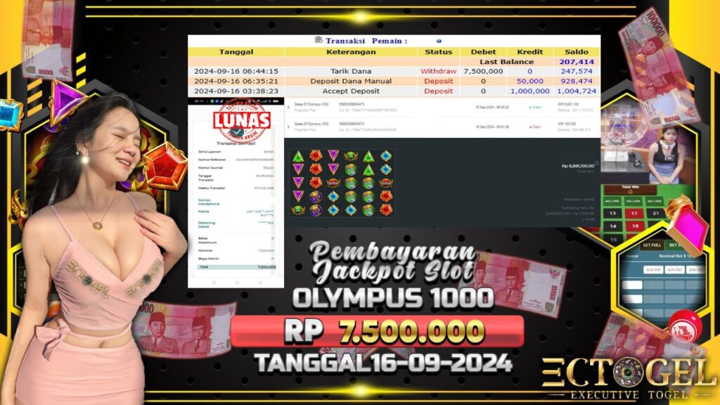 BUKTI JACKPOT SLOT GATES OF OLYMPUS 1000 TERPERCAYA DI INDONESIA TGL 16-09-2024