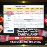 BUKTI JACKPOT LIVE CASINO CANDY LAND TERPERCAYA DI INDONESIA TGL 06-09-2024