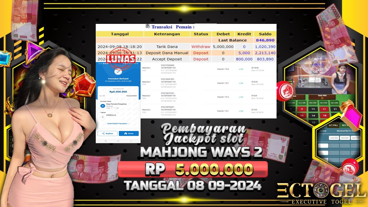 BUKTI JACKPOT SLOT MAHJONG WAYS 2 TERPERCAYA DI INDONESIA TGL 08-09-2024