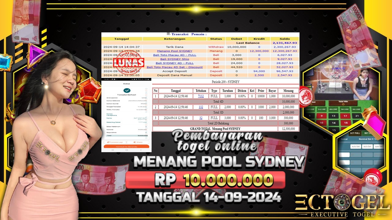 BUKTI JACKPOT TOGEL ONLINE POOL SYDNEY TERPERCAYA DI INDONESIA TGL 14-09-2024