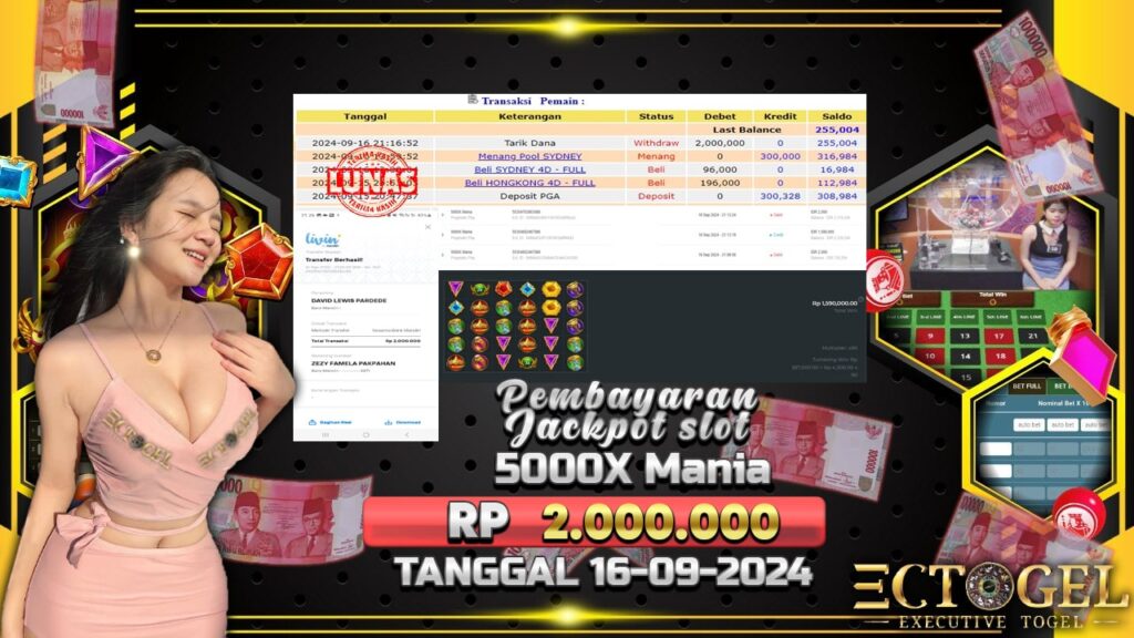 BUKTI JACKPOT SLOT 5000X MANIA TERPERCAYA DI INDONESIA TGL 16-09-2024