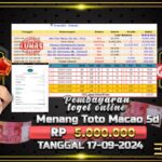 BUKTI JACKPOT TOGEL ONLINE TOTO MACAU 5D TERPERCAYA DI INDONESIA TGL 17-09-2024