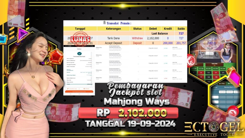 BUKTI JACKPOT SLOT MAHJONG WAYS TERPERCAYA DI INDONESIA TGL 19-09-2024