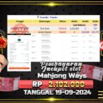 BUKTI JACKPOT SLOT MAHJONG WAYS TERPERCAYA DI INDONESIA TGL 19-09-2024