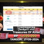 BUKTI JACKPOT SLOT TREASURE OF AZTEC TERPERCAYA DI INDONESIA TGL 21-09-2024