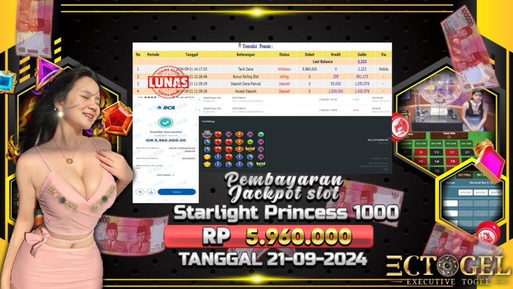 BUKTI JACKPOT SLOT STARLIGHT PRINCESS 1000 TERPERCAYA DI INDONESIA TGL 21-09-2024