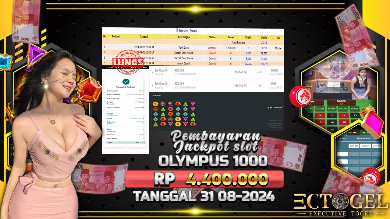 BUKTI JACKPOT SLOT GATES OF OLYMPUS 1000 TERPERCAYA DI INDONESIA TGL 01-09-2024