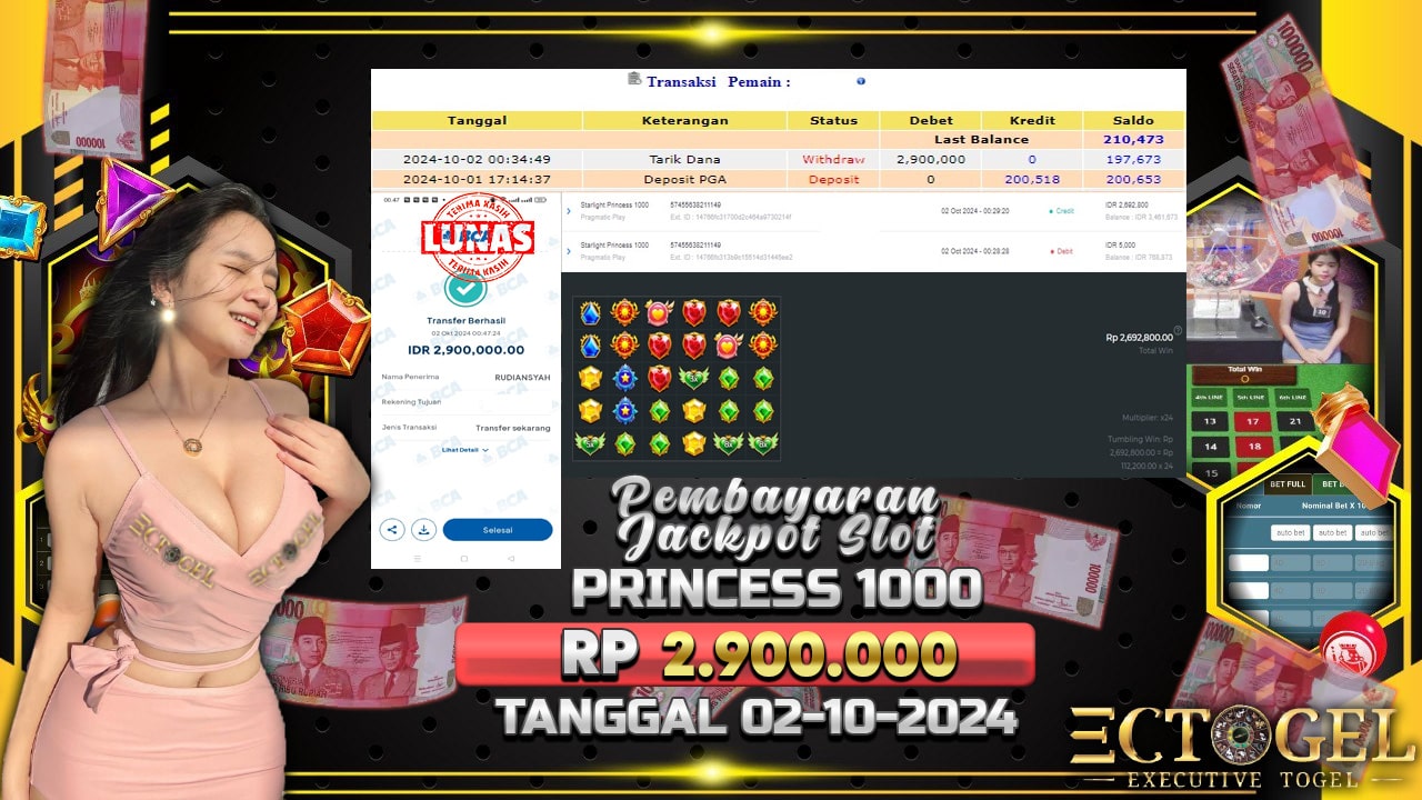 BUKTI JACKPOT SLOT STARLIGHT PRINCESS TERPERCAYA DI INDONESIA TGL 02-10-2024